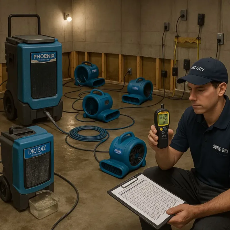 Structural Drying and Dehumidification process in Morrow, OH